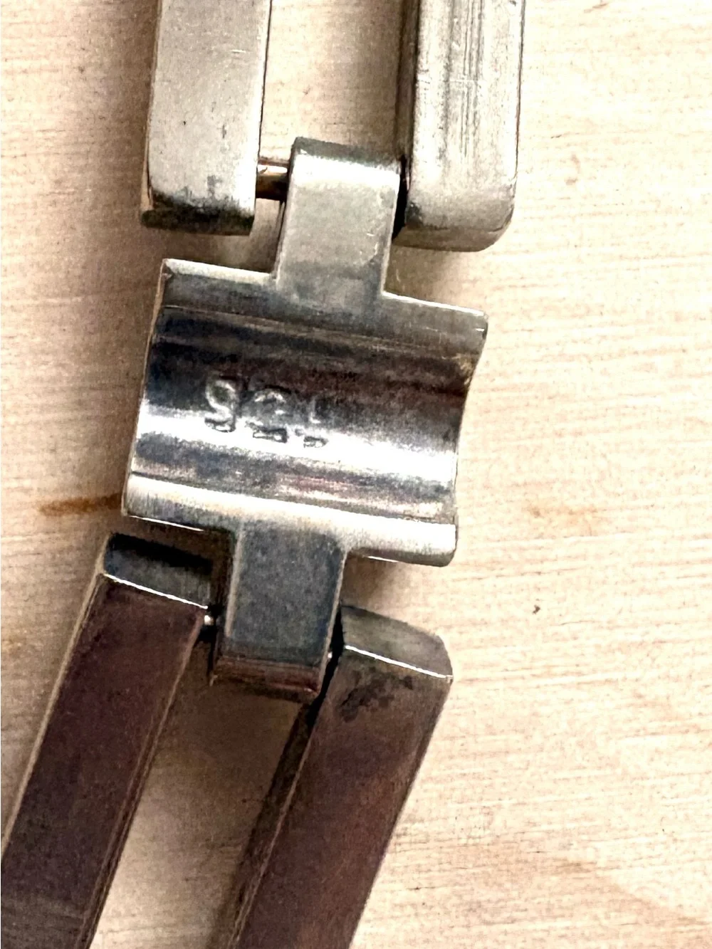 Men's Sterling Silver Link Bracelet - Modern Geometric Design